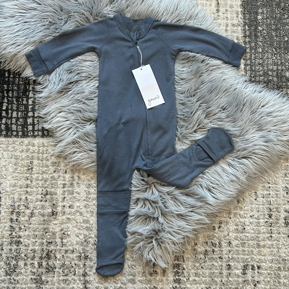 Goumi Kids Grow With You Loose Fit Zippy In Midnight Bamboo Jumpsuit Size 12-18m